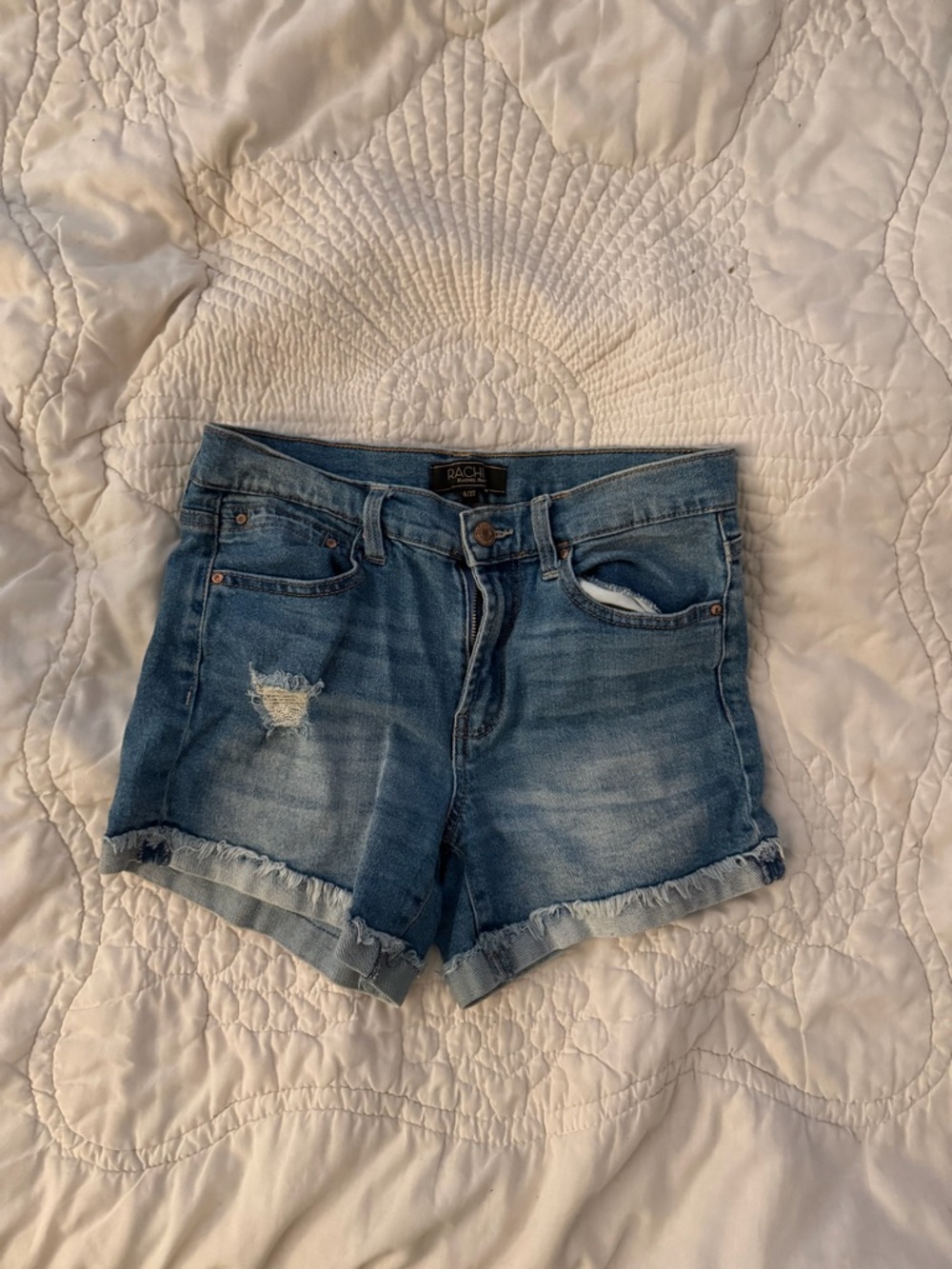 RACHEL Light Blue Distressed Denim Shorts